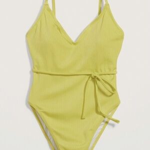 Old Navy Women Textured-Rib V-Neck Tie-Waist One-Piece Swimsuit Size M - NWOT
